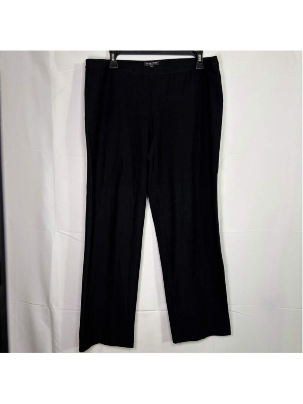 Eileen Fisher Washable Stretch Crepe Slim Pants Black PL Petite Large F2TK